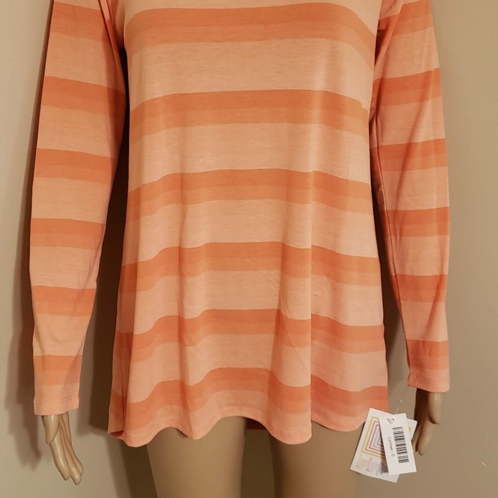 NWT Lularoe S Lynnae Orange Coral Peach Ombre Striped Tunic Top - Picture 8 of 14